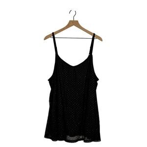 Torrid Cami Tank Top Size 3 Black V-Neck Mesh Shimmer Polka Dot Whimsygoth
